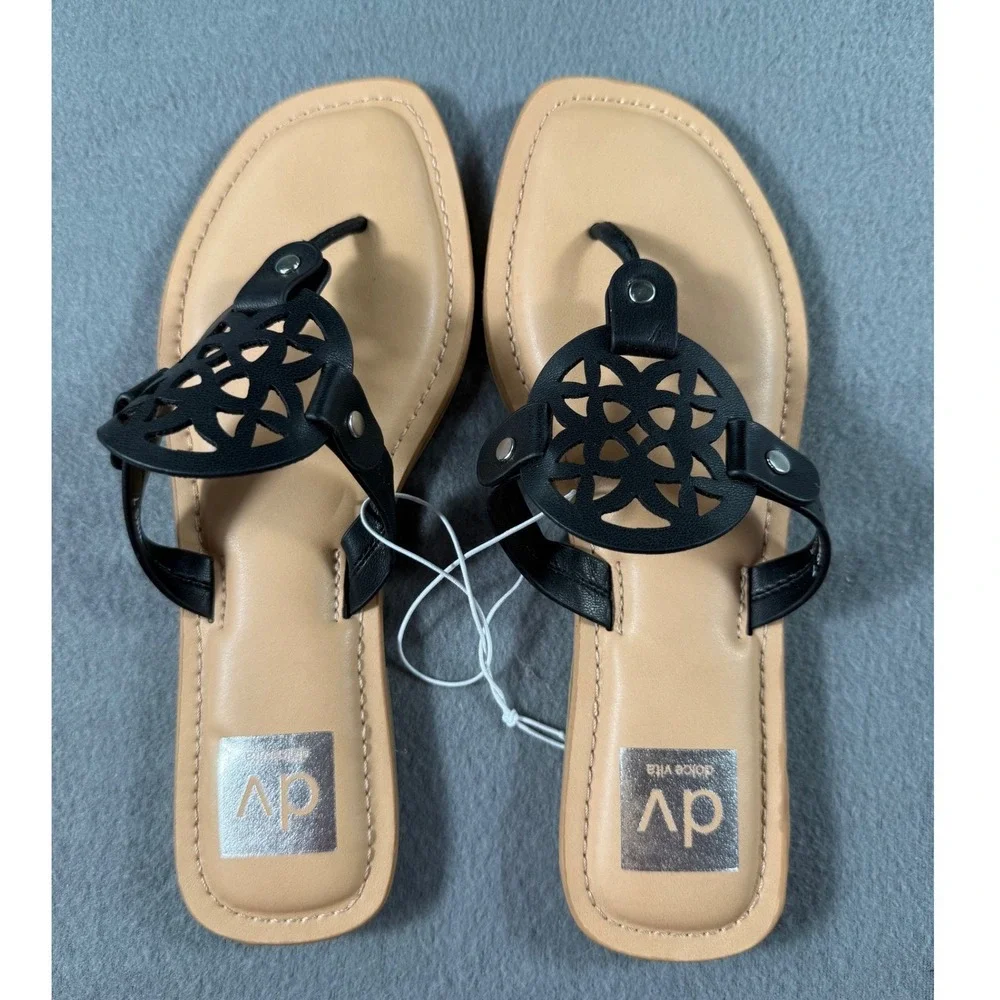 Dolce Vita Jaliscs Sandals Tan Black Medallion Slide Sandals NWOT 7 Summer Beach